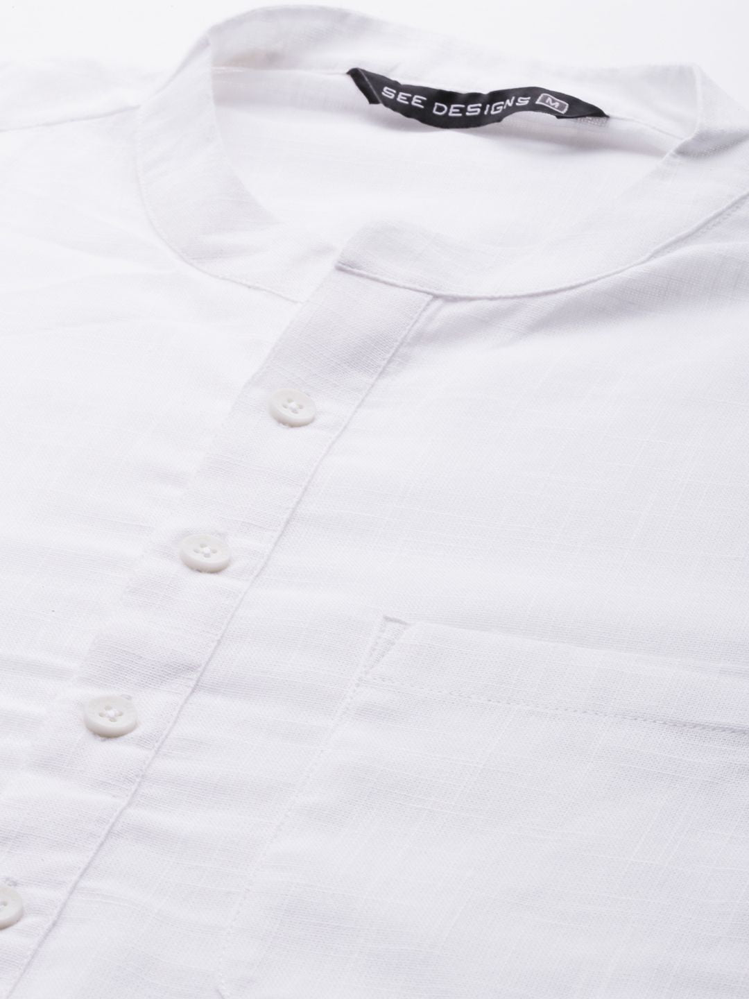See Designs Men White Solid Pure Cotton Kurta with Pyjamas