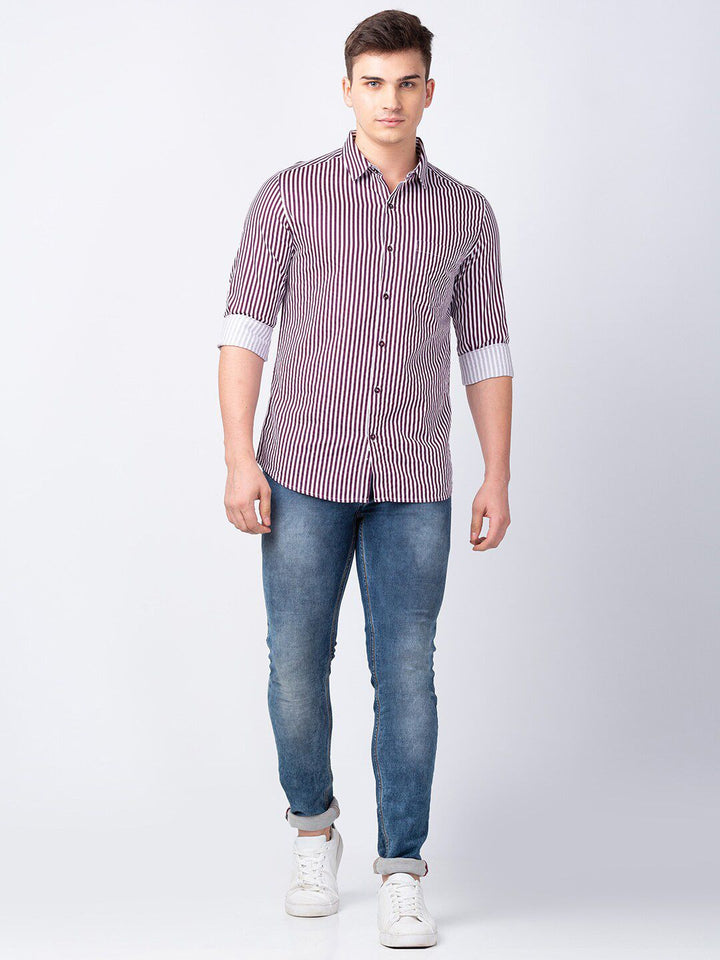 SPYKAR Men Classic Striped Cotton Casual Shirt