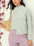 DressBerry Casual Constructs Upturn Stitch Asymmetric Hem Top