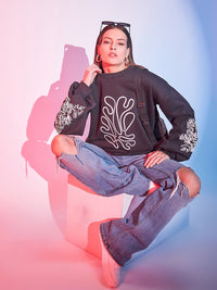 STREET 9 Graphic Printed Fleece Pullover