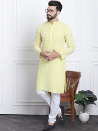 SOJANYA Floral Embroidered Mandarin Collar Pure Cotton Straight Kurta