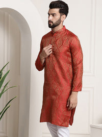 SOJANYA Ethnic Motifs Woven Design Band Collar Straight Kurta