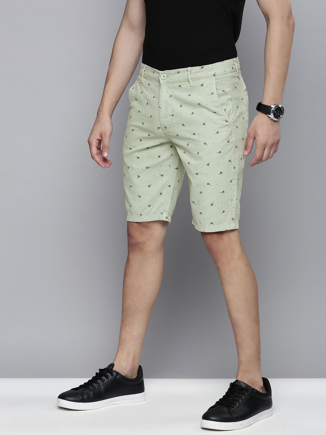 The Indian Garage Co Men Pure Cotton Printed Slim Fit Regular Shorts