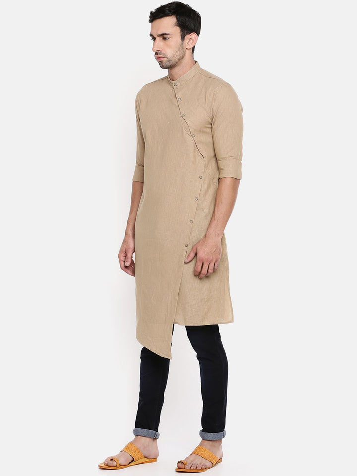 The Indian Garage Co Men Khaki Solid Straight Kurta