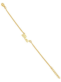 Voylla Gold-Toned Engraved with The Word 'Bhai' Rakhi Bracelet with Roli Chaawal Pack
