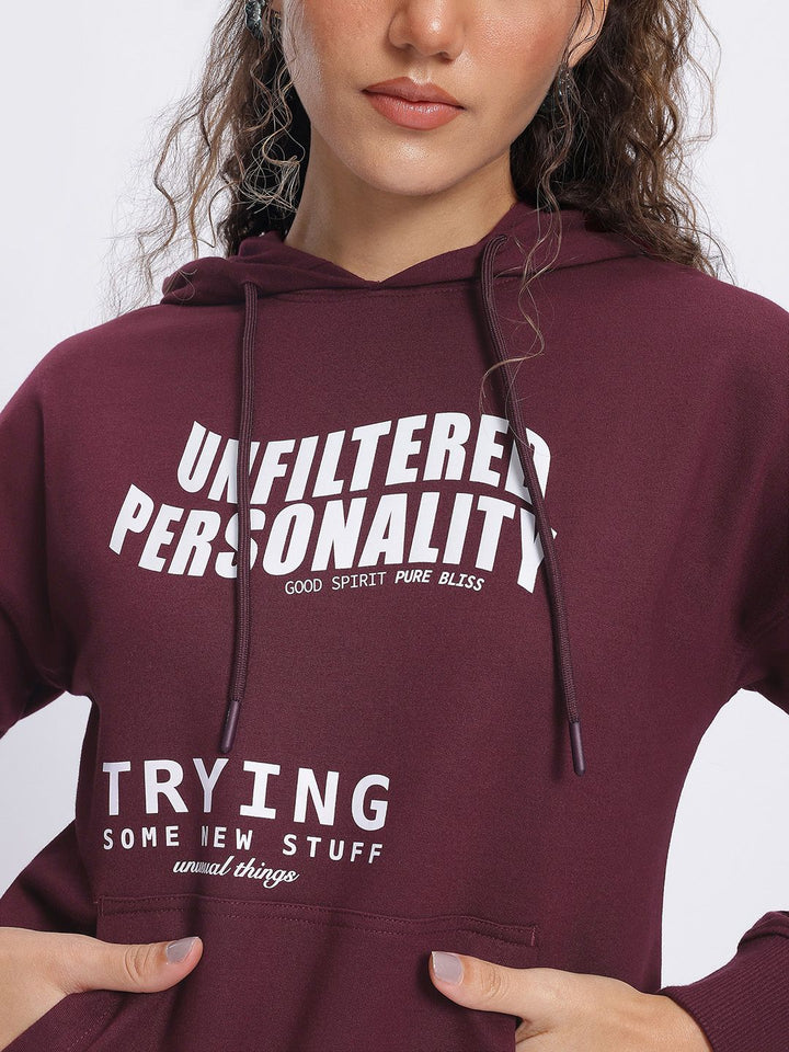 DressBerry Typo Trend Hooded Drop-Shoulder Sweatshirt