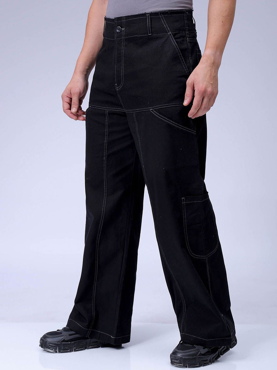 The Indian Garage Co Men Loose Fit Mid-Rise Cargos Trousers