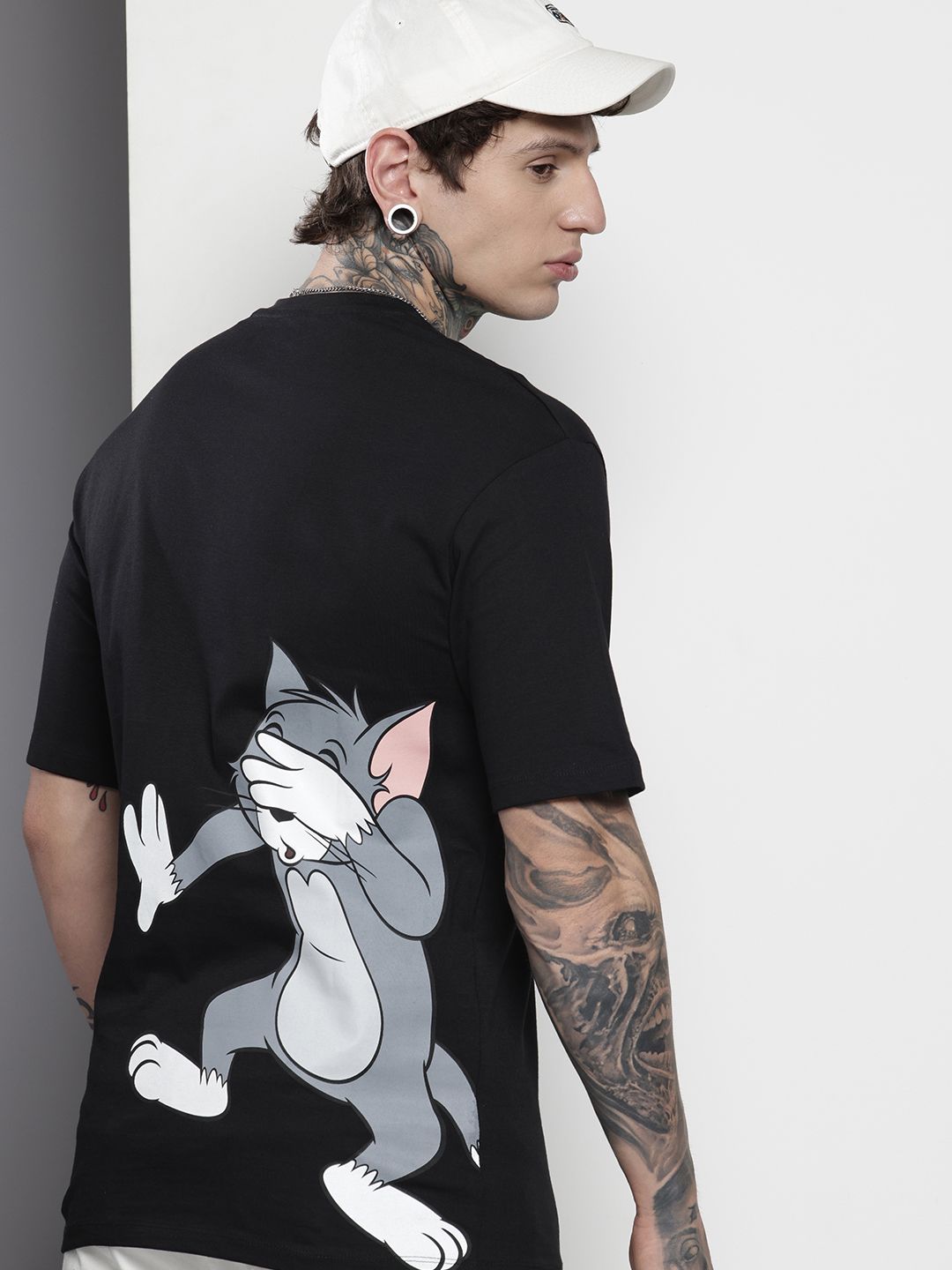 The Indian Garage Co Tom & Jerry Printed Oversized Pure Cotton T-shirt