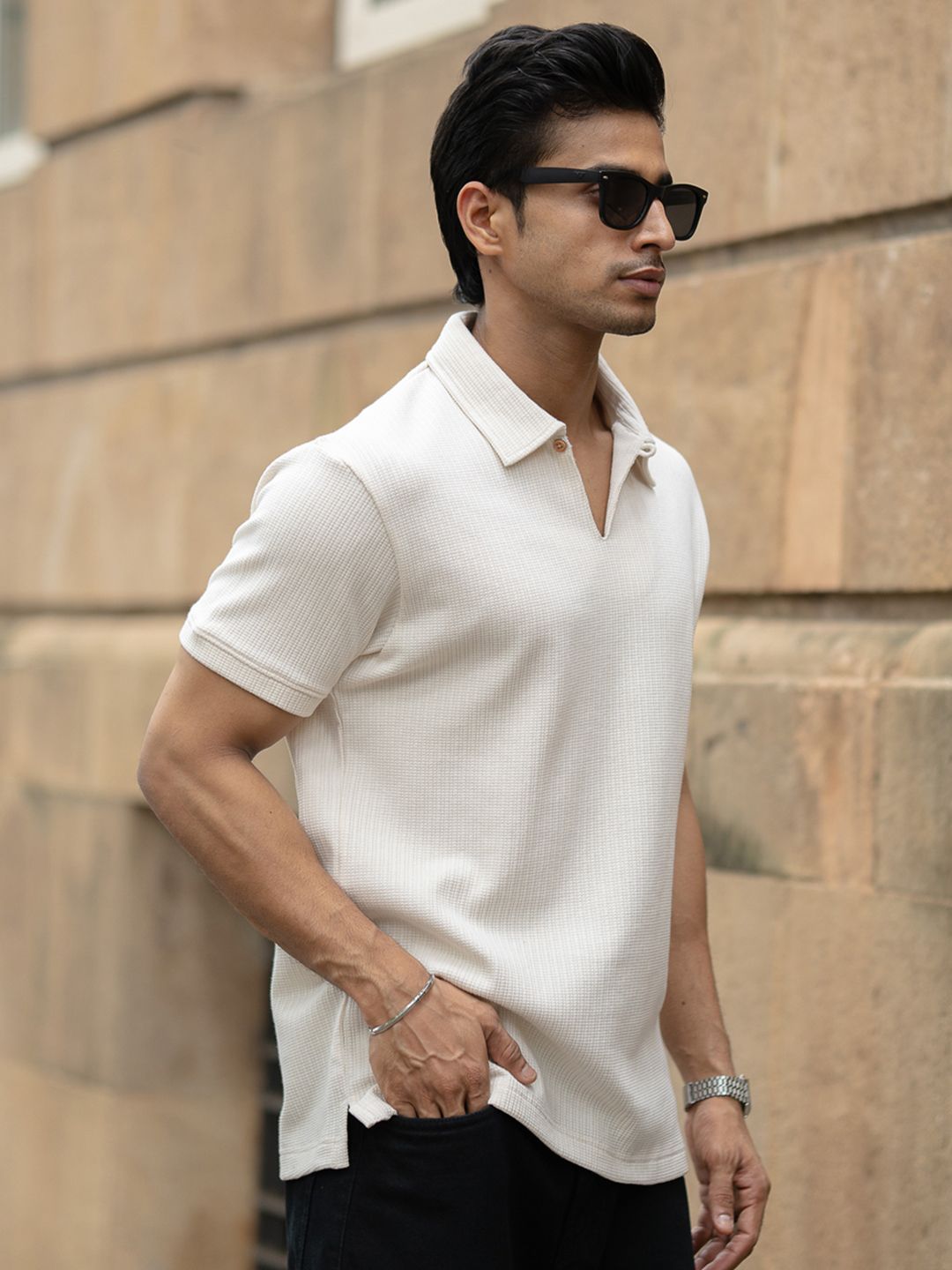 Powerlook Men Solid Polo Collar Short Sleeves T-shirt