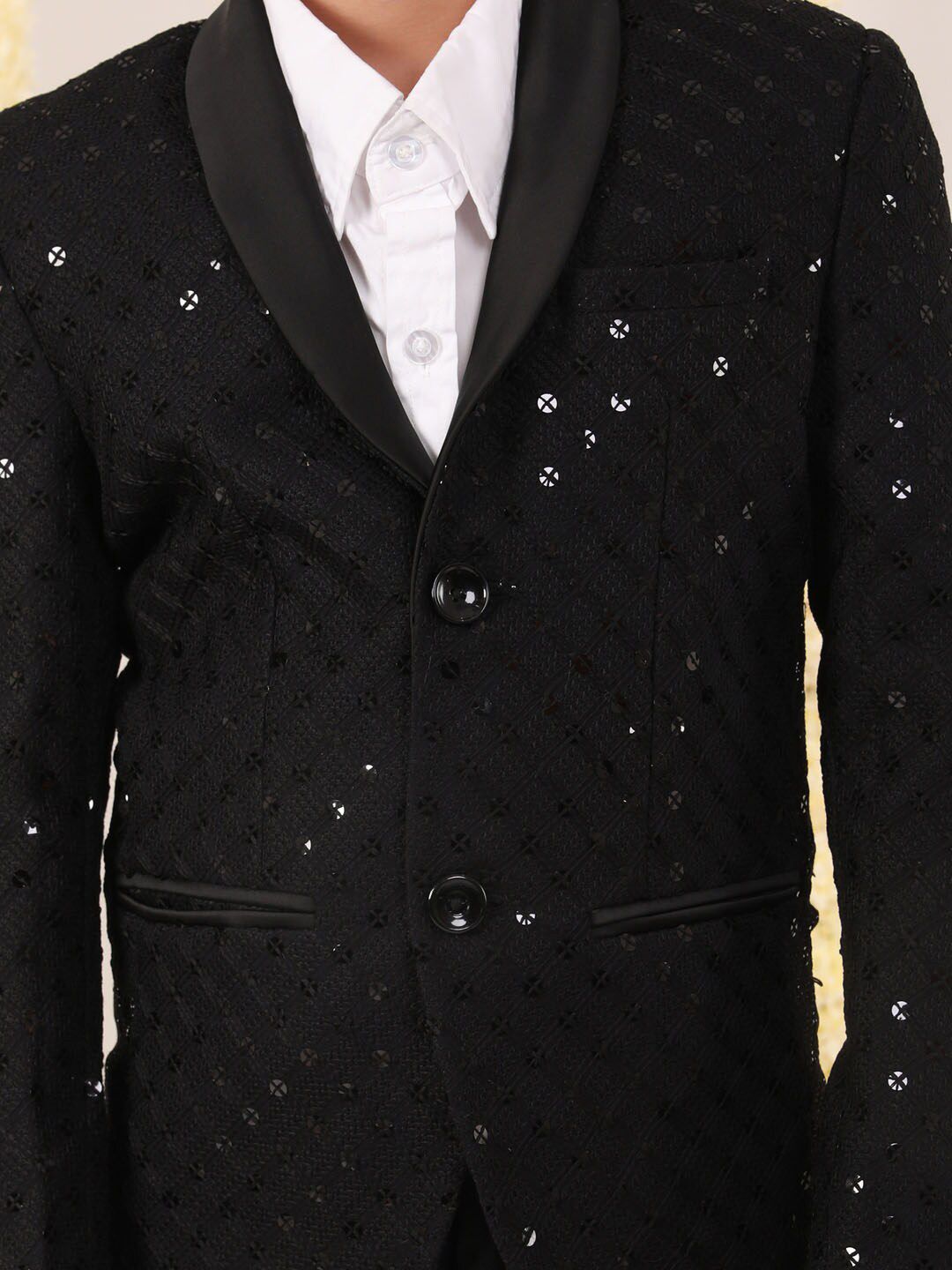 VASTRAMAY Boys Self Design Slim-Fit Single-Breasted Blazer