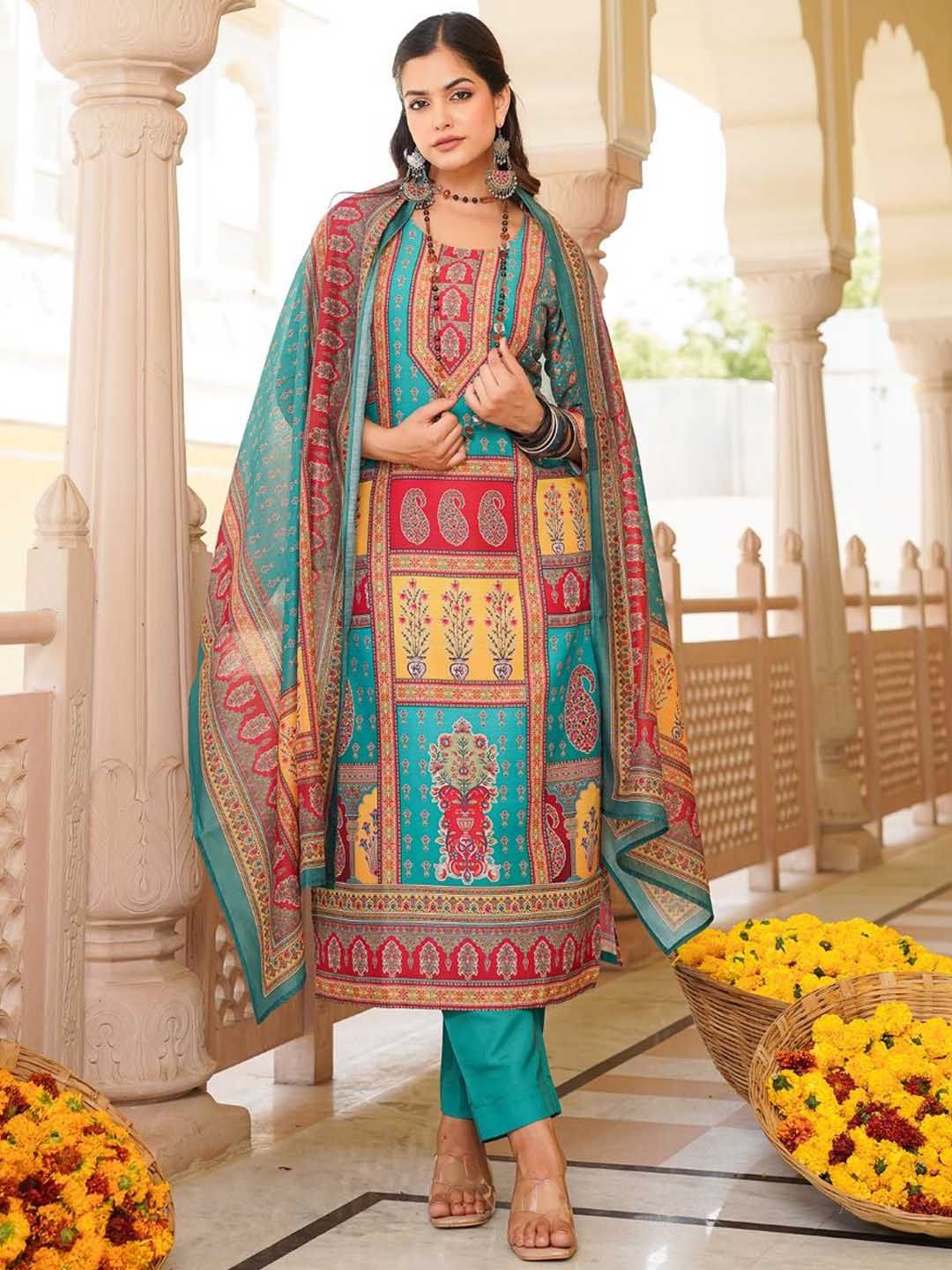 KALINI Women Ethnic Motifs Printed Kurta with Trousers & With Dupatta