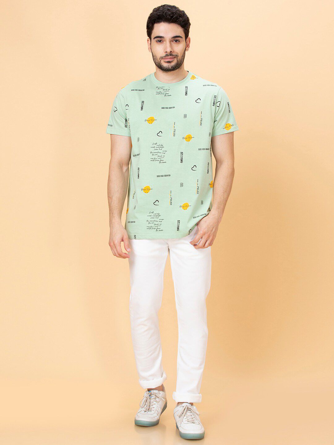 Being Human Conversational Printed Round Neck Short Sleeves Pure Cotton T-shirt