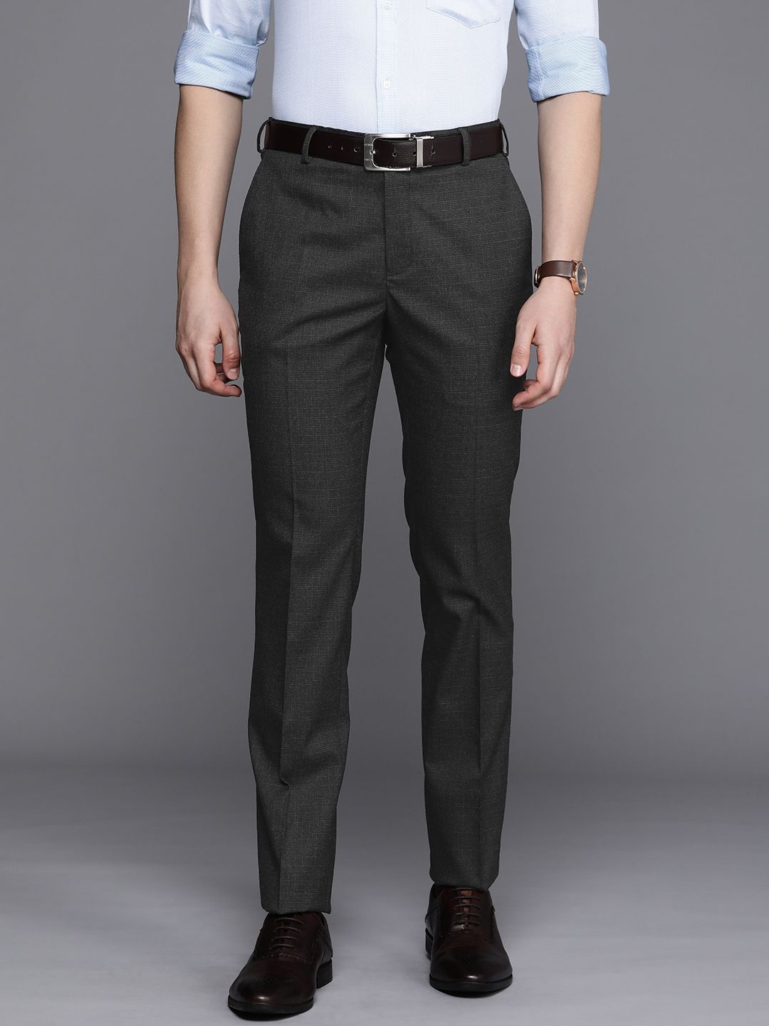 Raymond Men Textured Slim Fit Formal Trousers