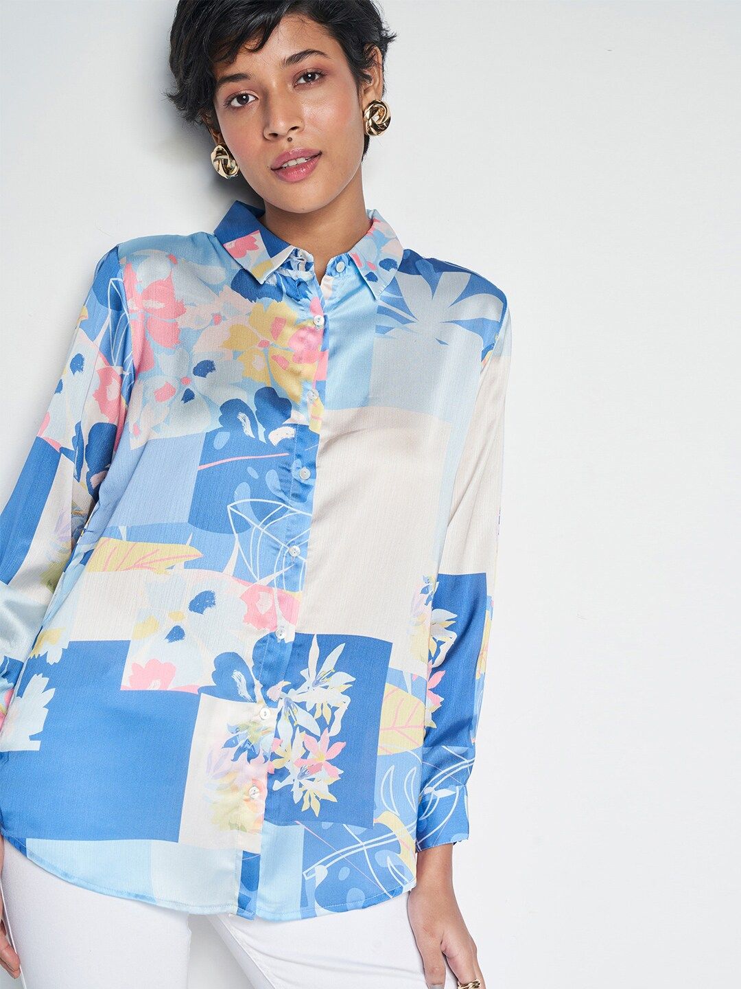 AND Floral Print Shirt Style Top