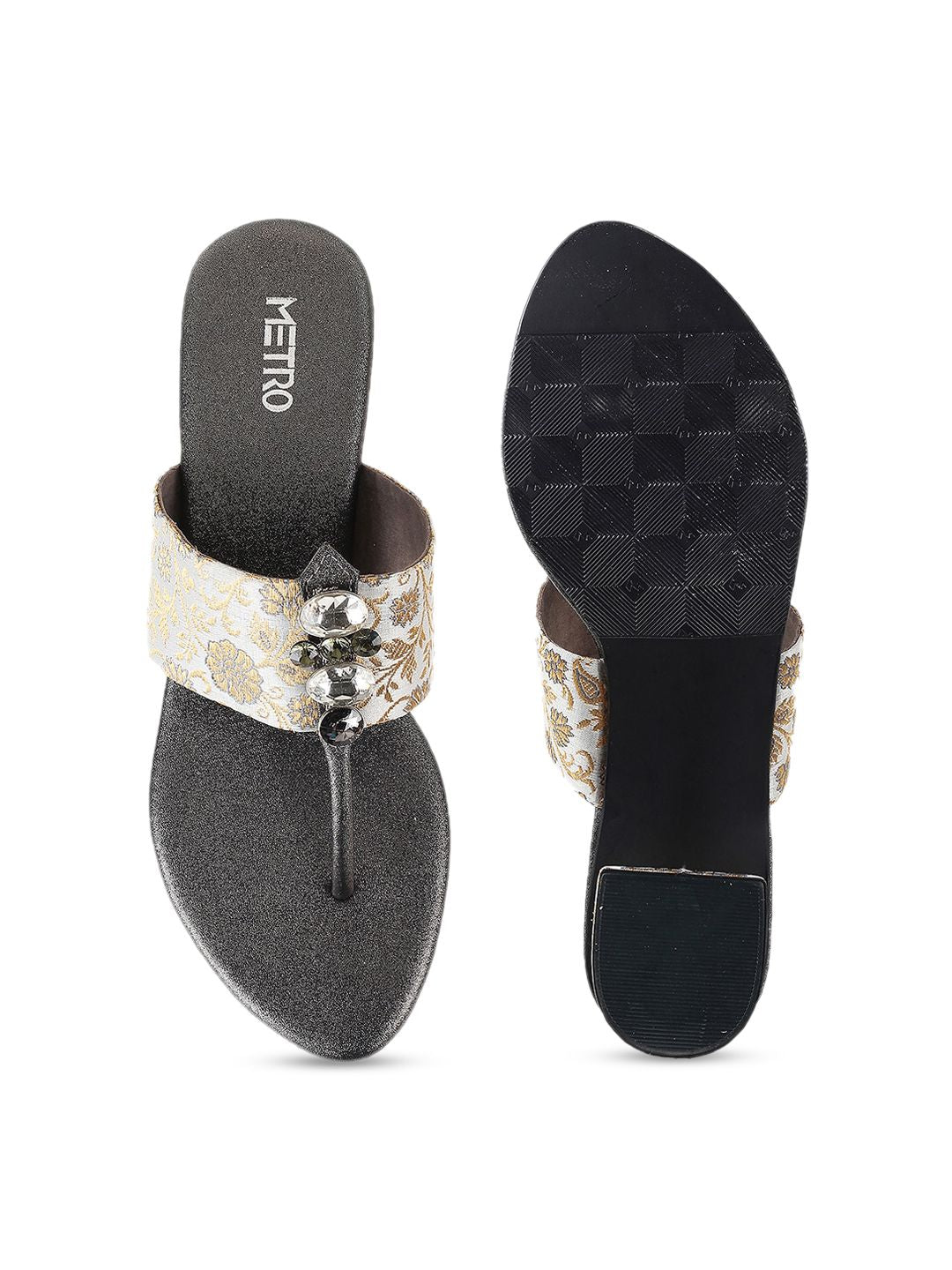 Metro Embellished T-Strap Block Heels