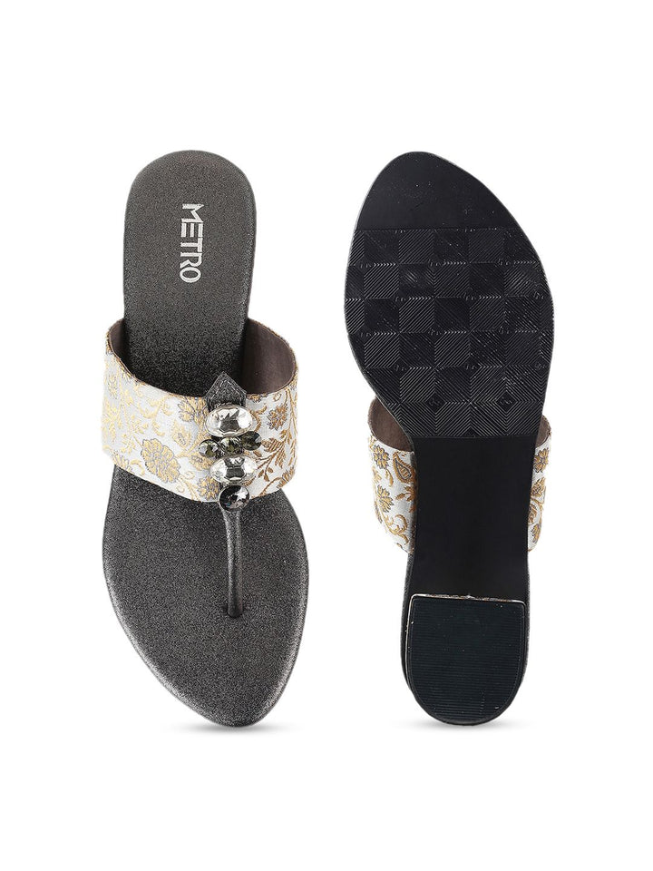 Metro Embellished T-Strap Block Heels