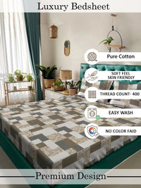 Moda Rapido X KLOTTHE Multicoloured Geometric 400 TC King Bedsheet with 2 Pillow Covers