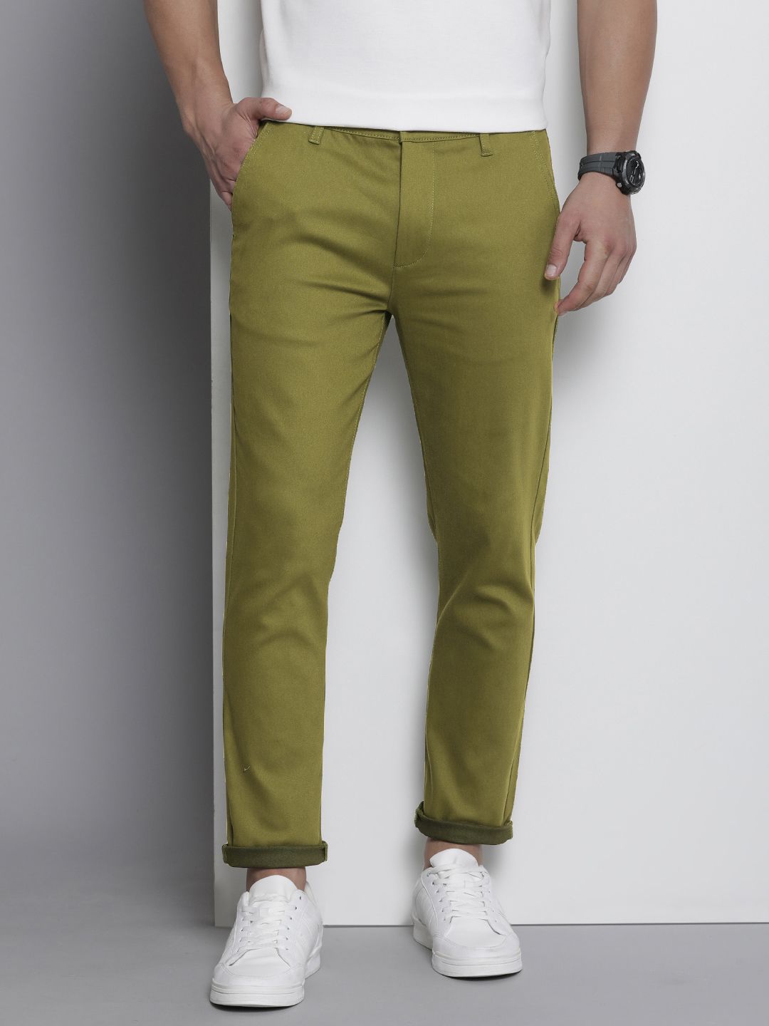 The Indian Garage Co Men Slim Fit Chinos Trousers