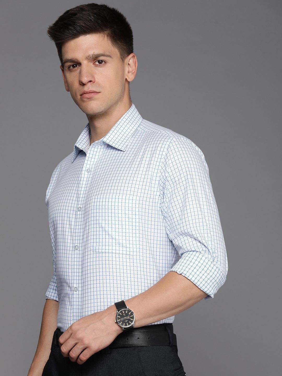 Raymond Pure Cotton Textured Slim Fit Opaque Formal Shirt