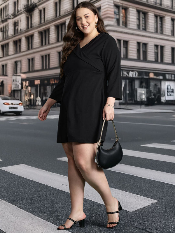 DressBerry Plus Size Layered Fit & Flare Mini Dress