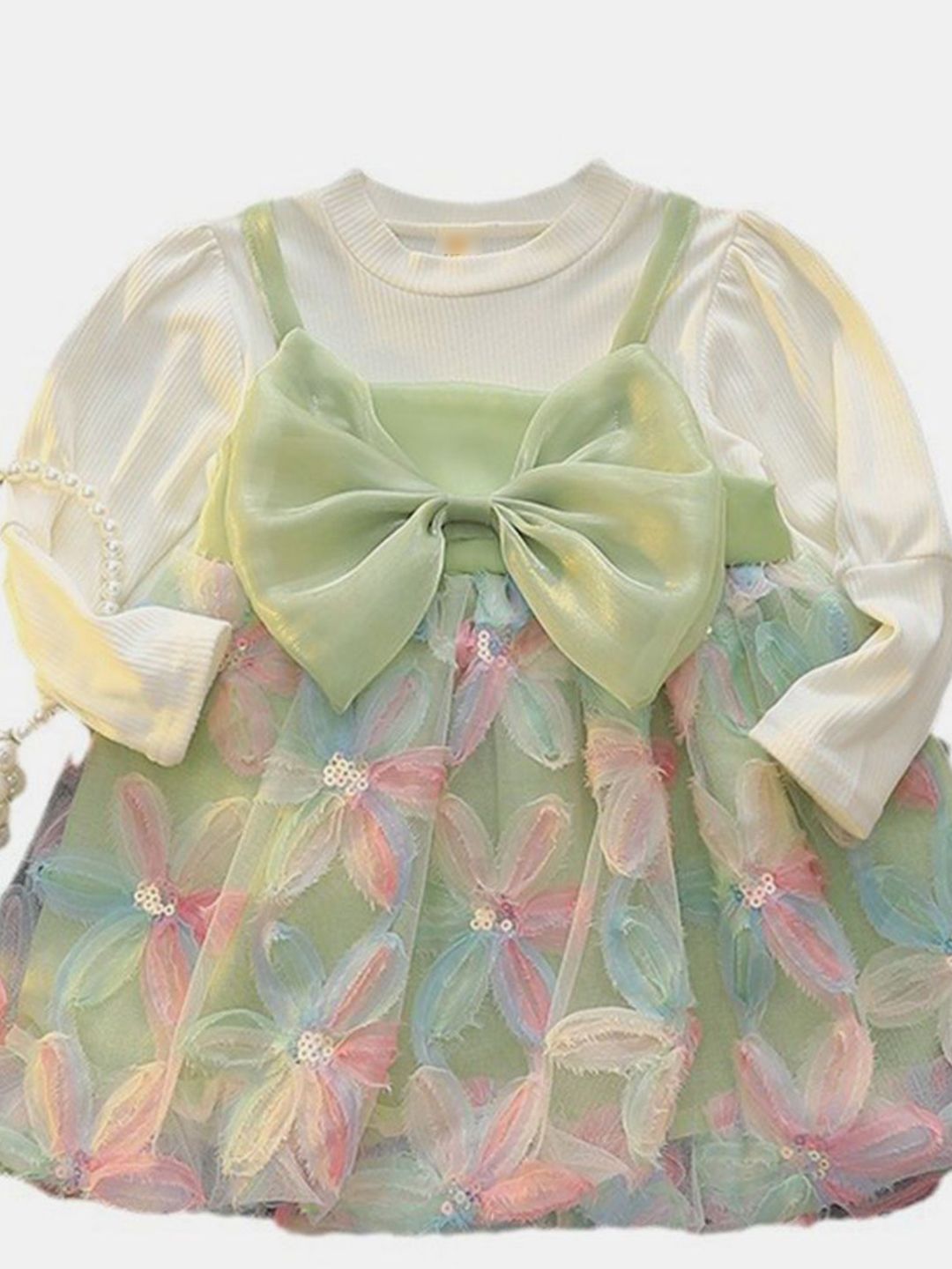 YK Girls Floral Fit & Flare Dress