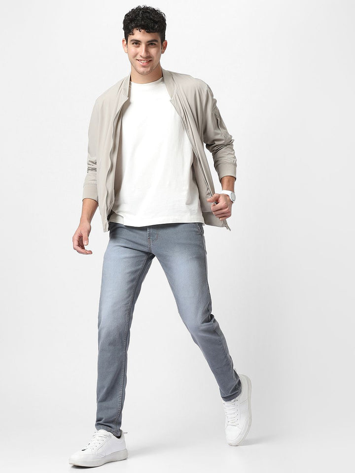 Urbano Fashion Men Grey Slim Fit Mid-Rise Clean Look Stretchable Jeans