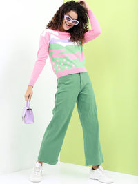 Tokyo Talkies Abstract Patterned Pullover