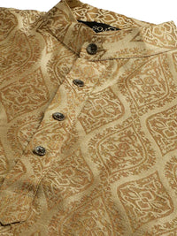 SOJANYA Set Kurta Motif Etnik Beige Lelaki Dengan Jaket Nehru