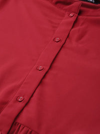 SASSAFRAS Maroon Semi-Sheer Tiered Maxi Top