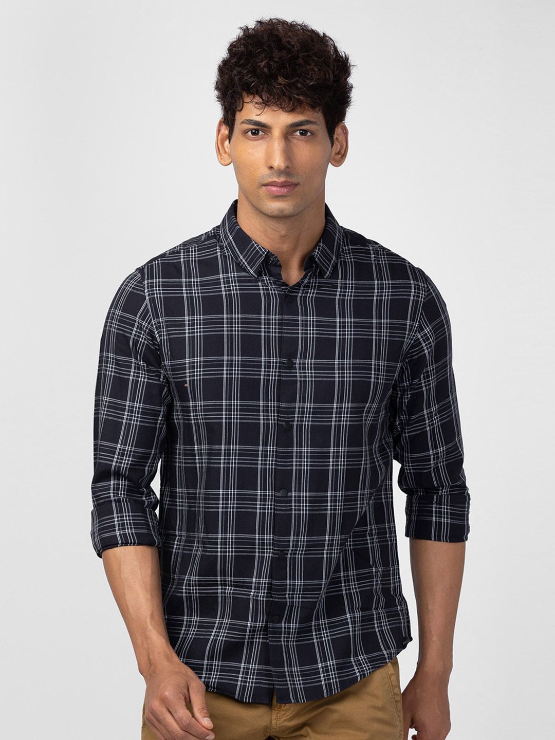 SPYKAR Men Classic Slim Fit Tartan Checked Cotton Casual Shirt