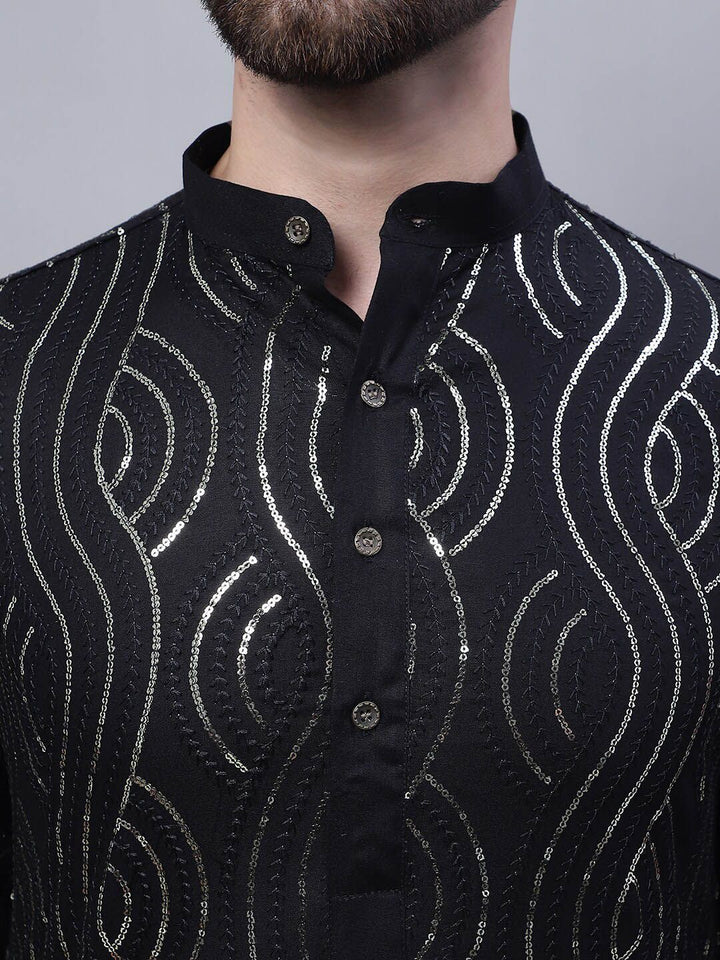 SOJANYA Embroidered Sequinned Pure Cotton Kurta and Churidar with Nehru Jacket