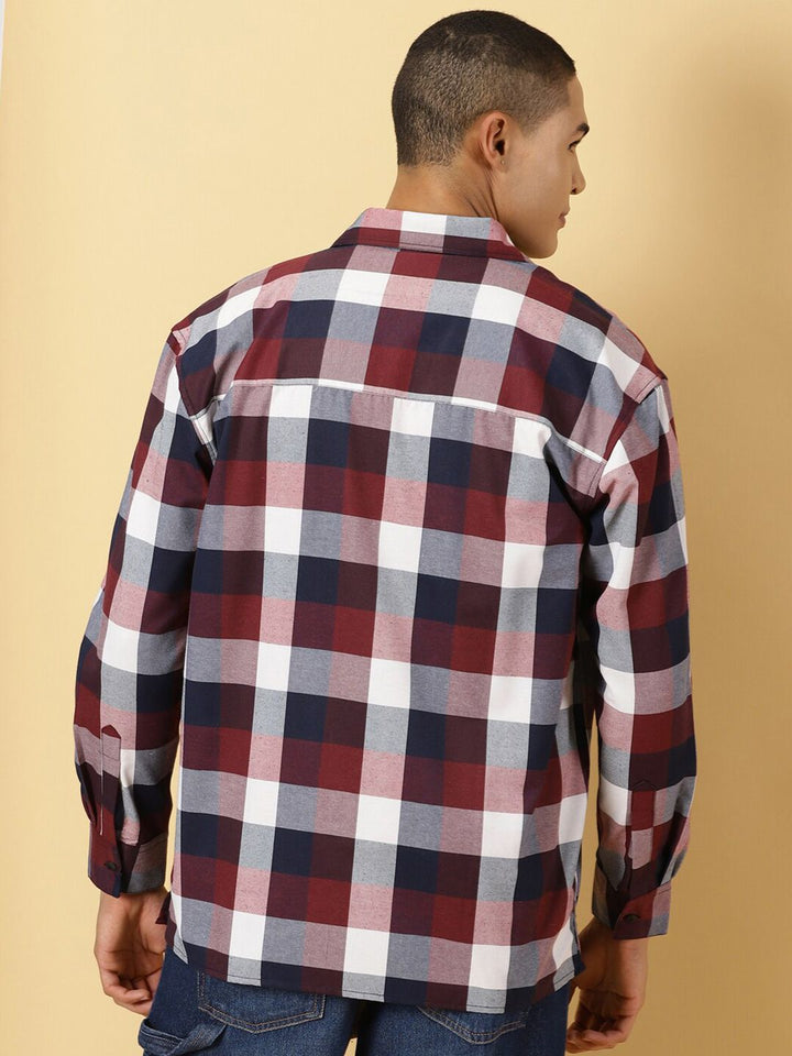 Thomas Scott Classic Tartan Checks Opaque Checked Cotton Casual Shirt - Oversized