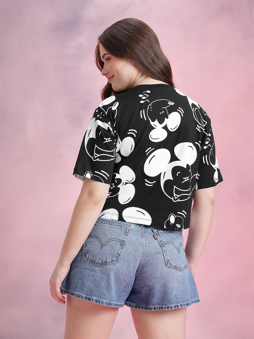 DressBerry Mickey Mouse Printed Pure Cotton Boxy T-shirt