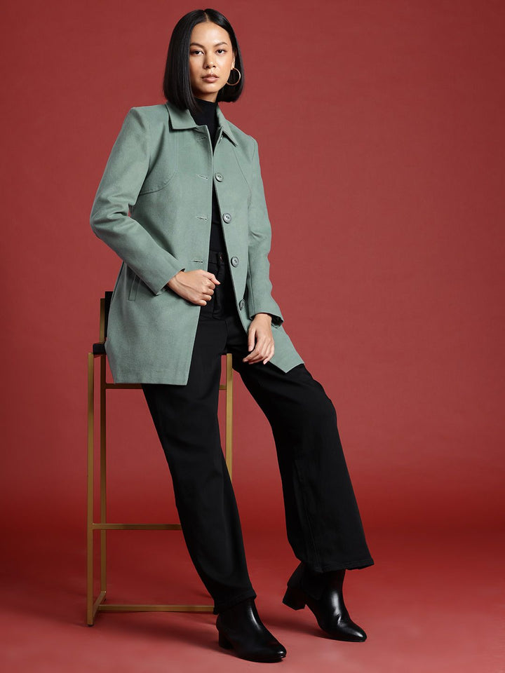 all about you Shirt Collar Longline Overcoat