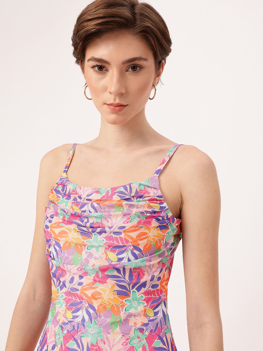 DressBerry Girly Glam Printed Soft Net A-Line Midi Dress