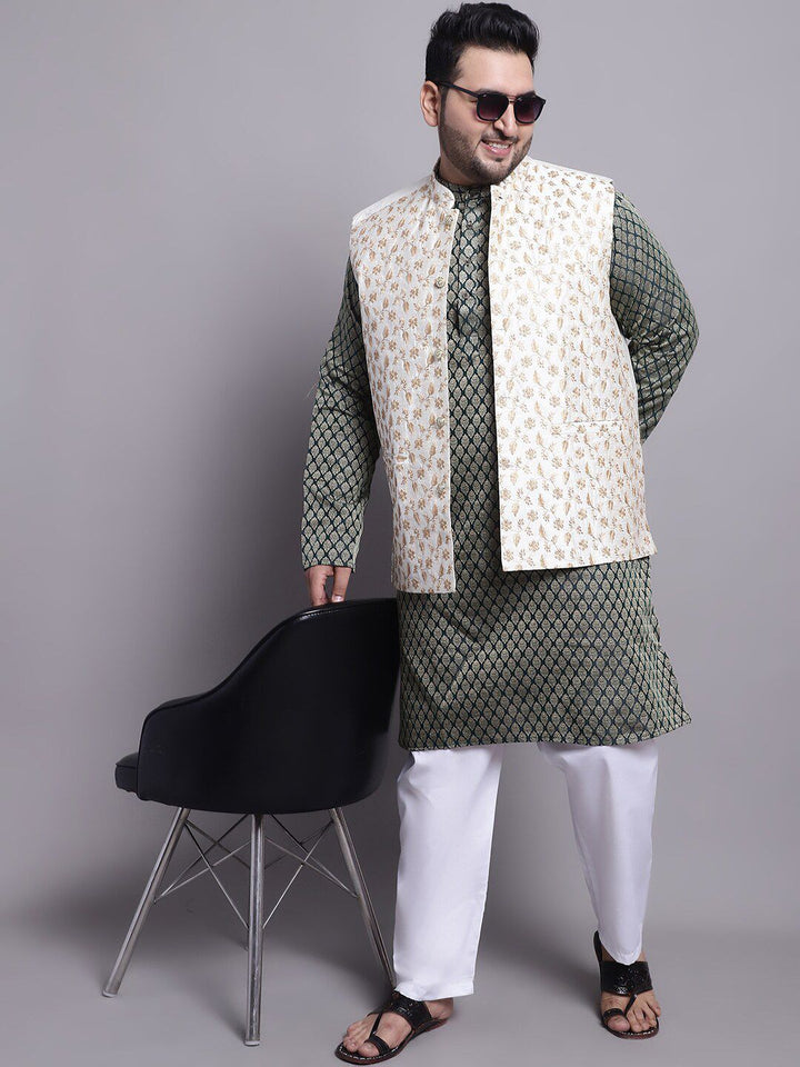 SOJANYA PLUS Woven Design Kurta & Pyjamas With Nehrujacket