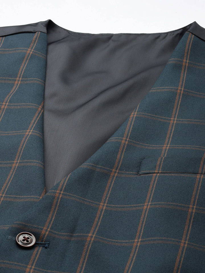 Park Avenue Checked Single Breasted Super Slim Fit 3 Piece Formal Suits