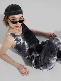 Campus Sutra Tie-Dye Printed Crop Top & Joggers Co-Ord Set