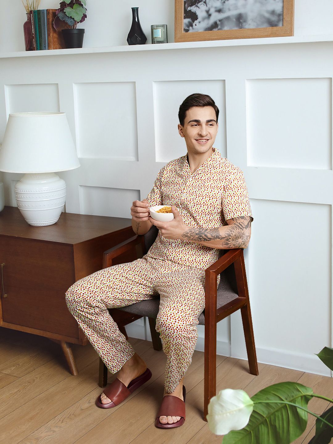 The Indian Garage Co Men Multicoloured Printed Night Suit