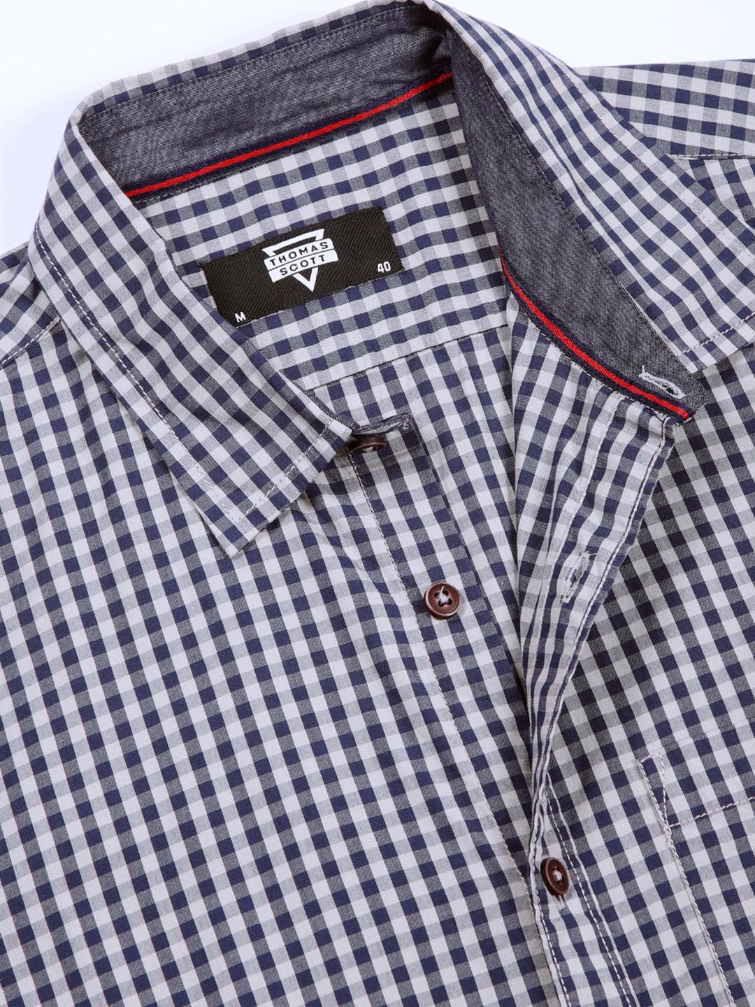 Thomas Scott Men Premium Gingham Checks Casual Shirt