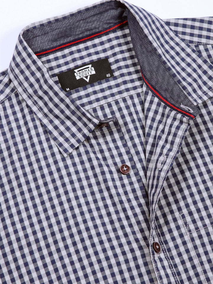Thomas Scott Men Premium Gingham Checks Casual Shirt