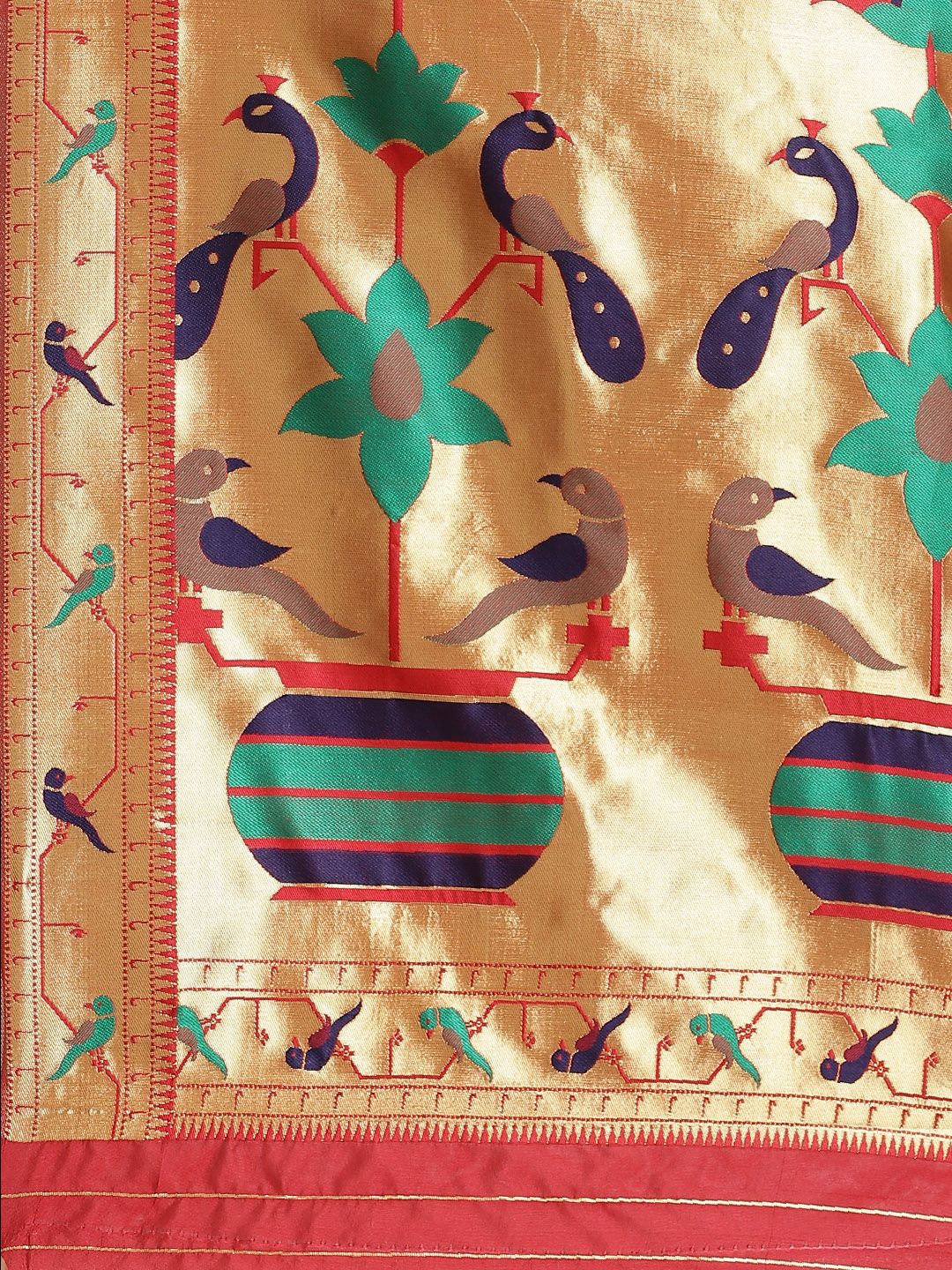 Saree mall Red & Gold-Toned Woven Design Banarasi Saree