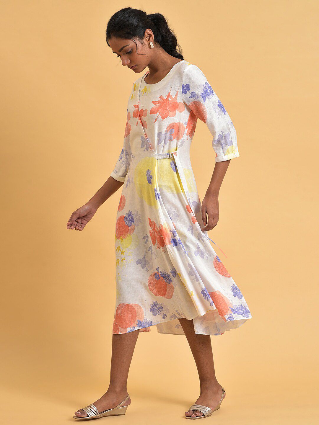 W Women Floral Printed Wrap Midi Dress