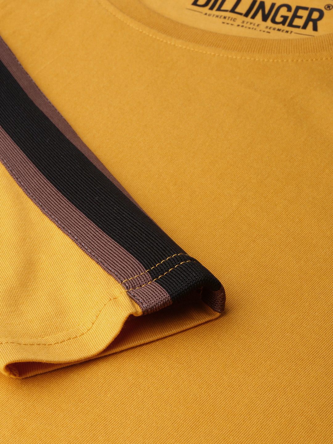 DILLINGER Men Mustard Yellow Pure Cotton T-shirt