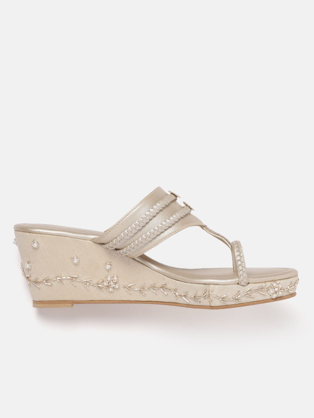 House of Pataudi Floral Embroidered Wedges