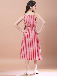 pspeaches Girls Ethnic Motifs Print Cotton  Round Neck A-Line Midi Dress With Shrug