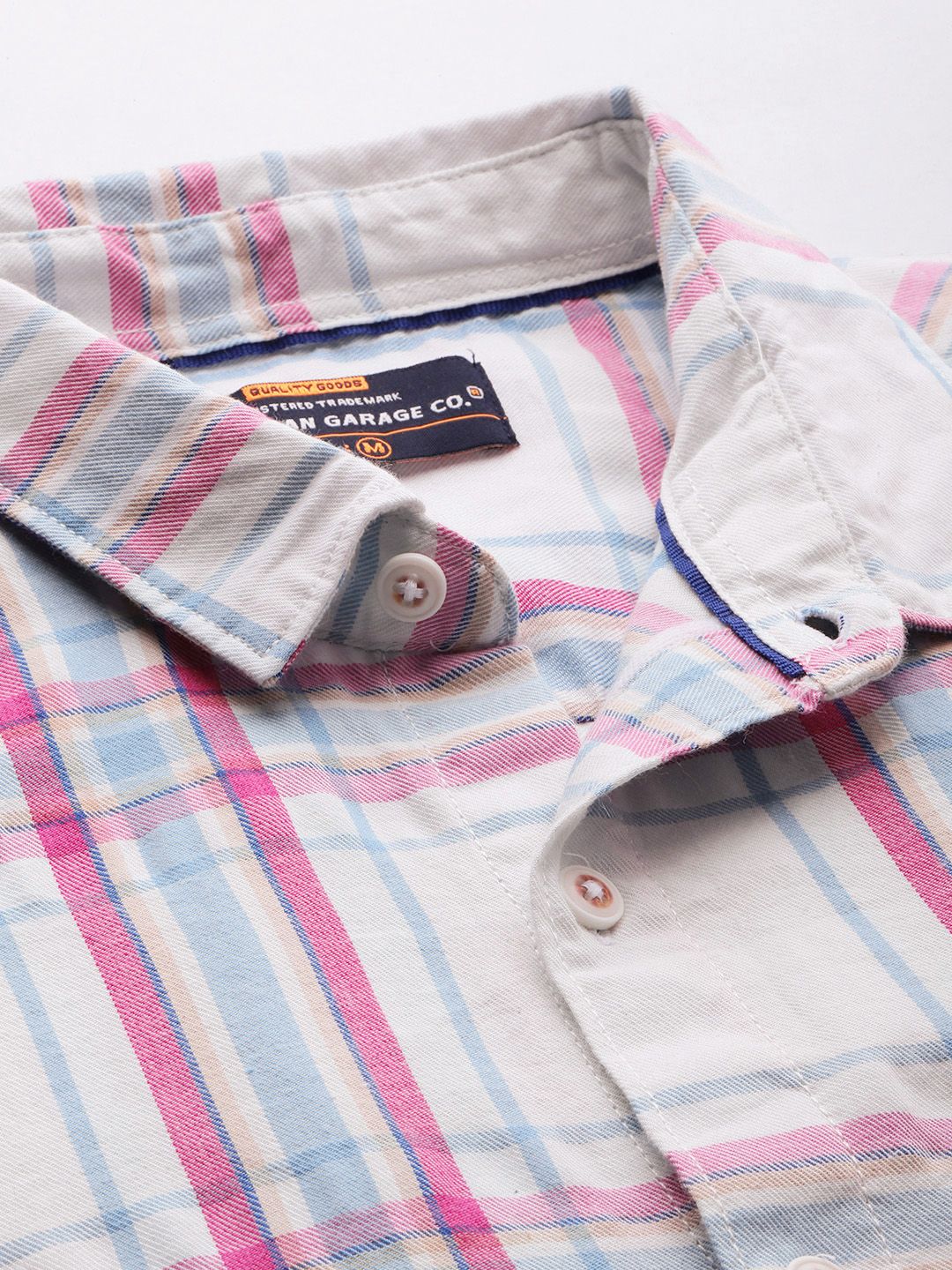 The Indian Garage Co Men Tartan Checked Cotton Casual Shirt
