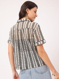 DressBerry Escape Essentials Thread Work Open Knit Shirt