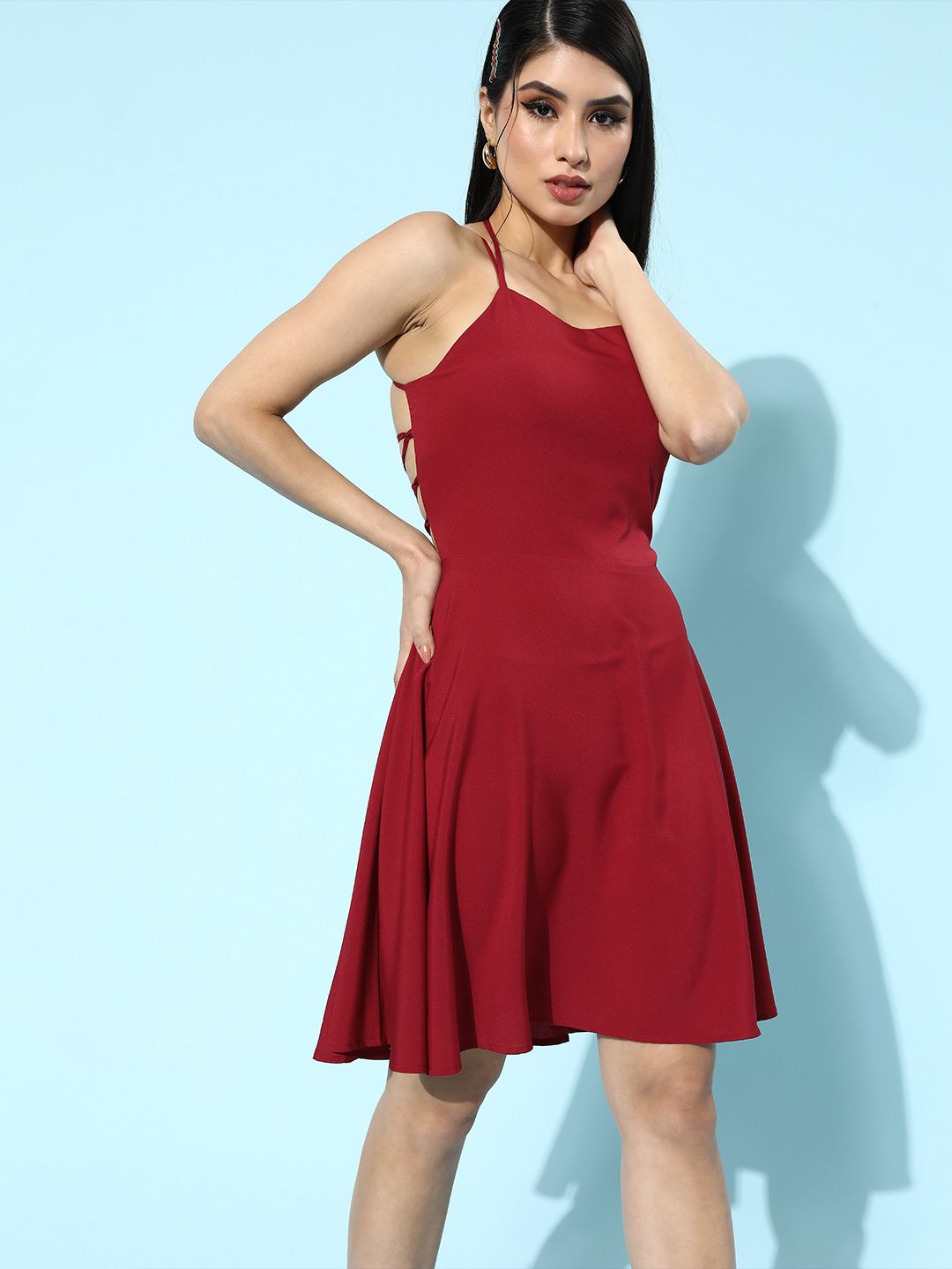 Berrylush Women Gorgeous Red Solid Dress
