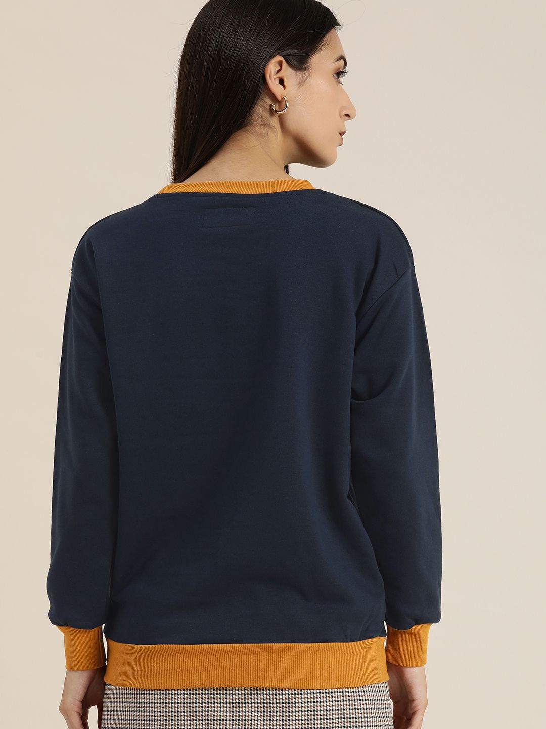 DILLINGER Women Navy Blue Printed Oversized Sweatshirt